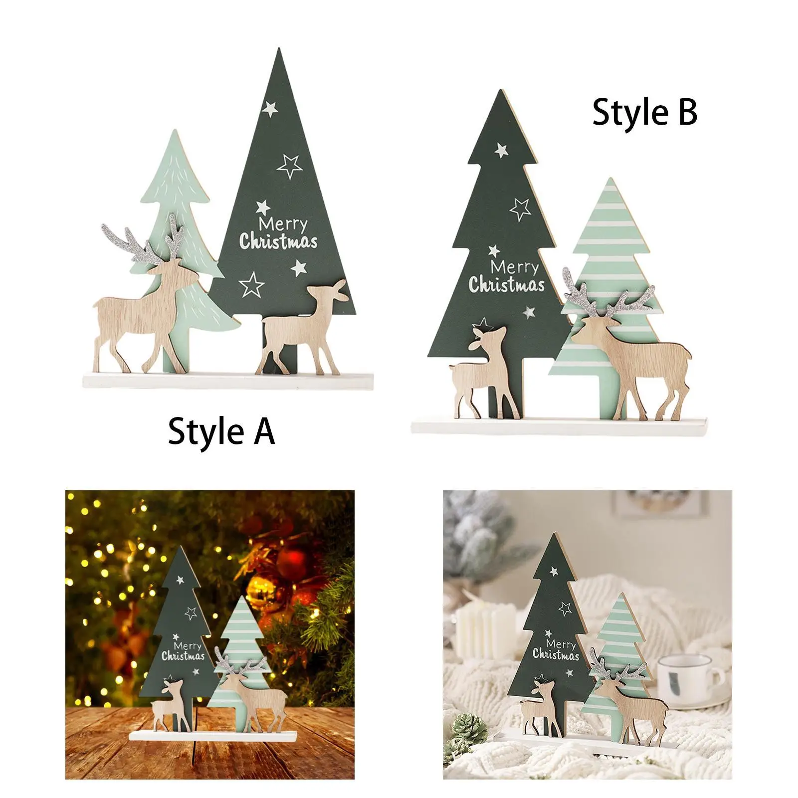 

Wood Christmas Tree Ornament Christmas Decor for Cabinet Living Room Bedroom