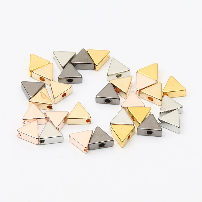 Gold Color/Silver Color Plated Metal Triangle Beads With Hole Copper Spacer Beads for Jewelry Making DIY Bracelet Accessories