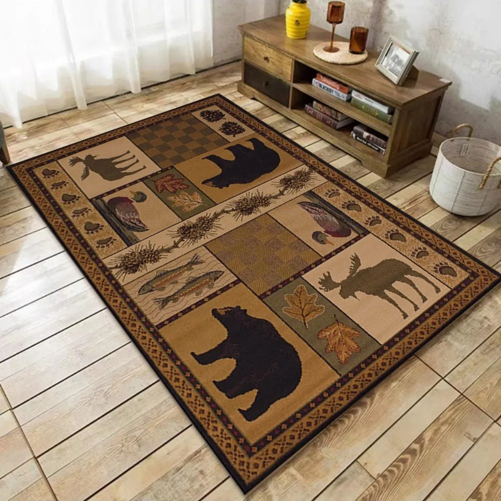 

VIKAMA American Country Animal Pattern Carpet Living Room Bedroom Study Universal Non Slip Wear Resistant Carpet Home Decoration