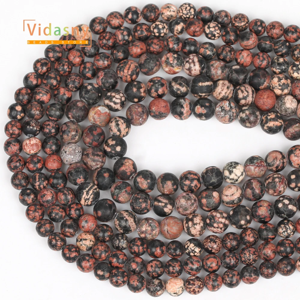 Naturstein, matt polierter goldener Schneeflocken-Jaspis, 6/8 mm, runde Perlen für die Schmuckherstellung, lose DIY-Accessoires, Armband, Halskette – Detail 4