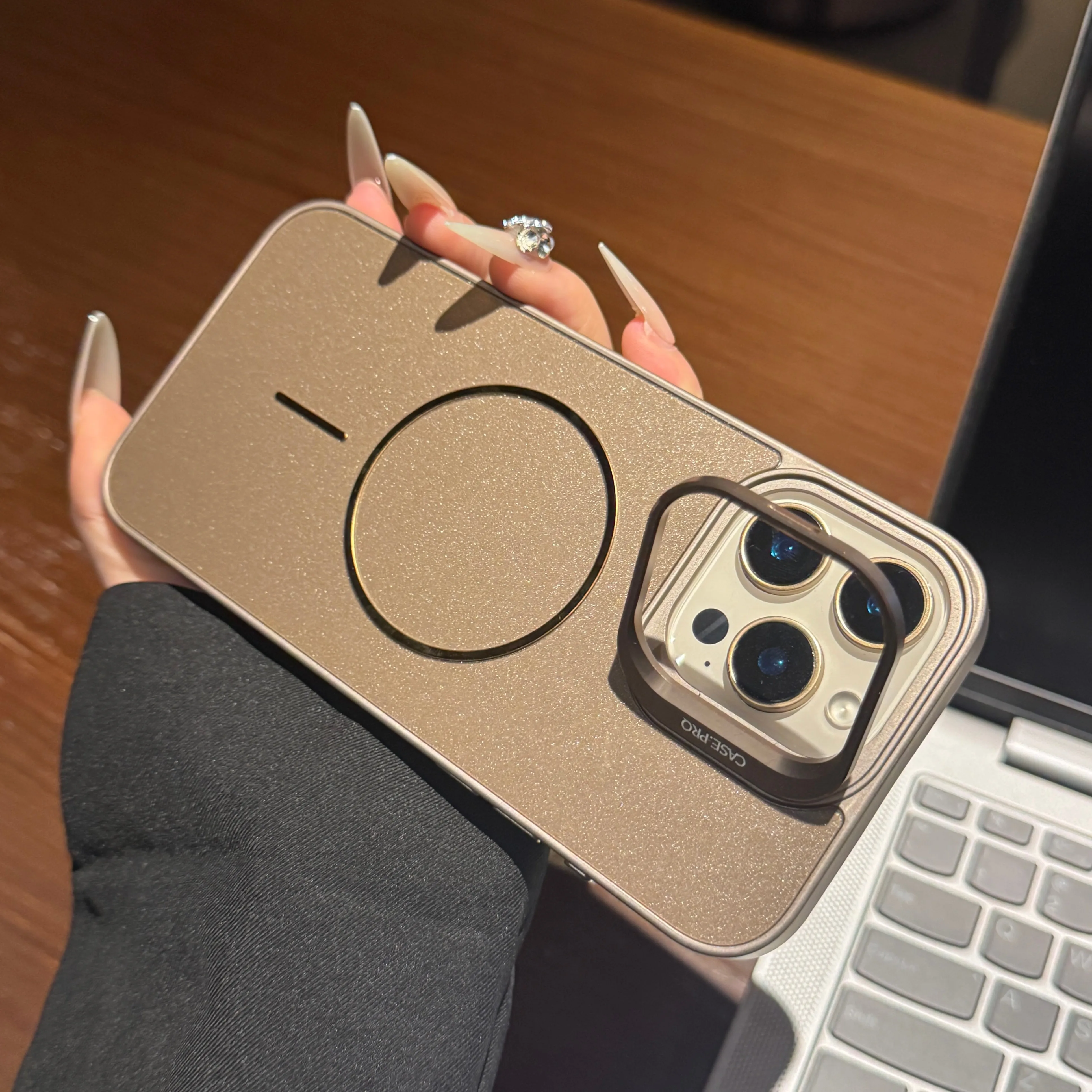Glitzer-Linsenständer Magnetische Handyhülle für Magsafe iPhone 17 Air 16 15 14 13 12 11 Pro Max 17Air 17Pro 16Pro Mac Safe Rückabdeckung