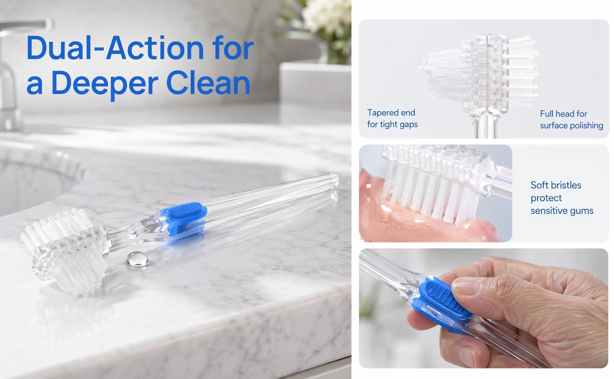 8Pcs Retainer Cleaning Brush Soft Bristles Small Denture Toothbrush Double-Headed for Clear Retainers Partial Dentures Gentle