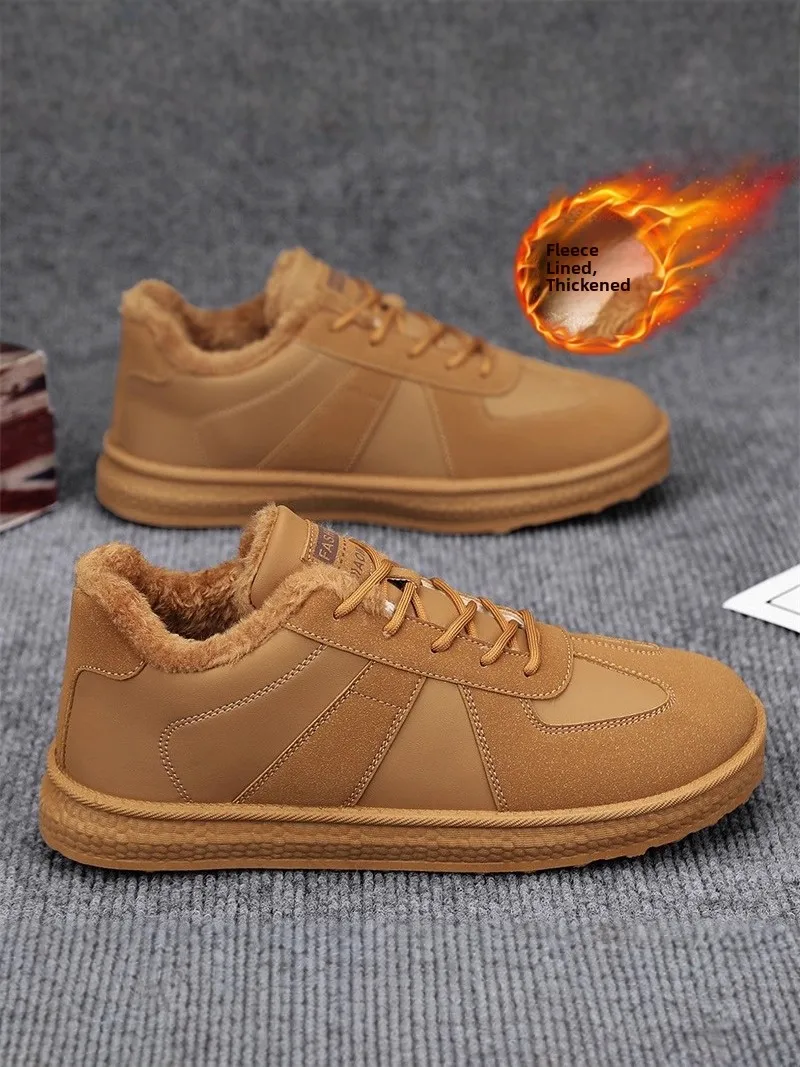 

Men's Winter Fleece Lined Casual Shoes Bean Bean Loafers Leisure All-Match Soft Bottom Flip Flops for Youth And Adults