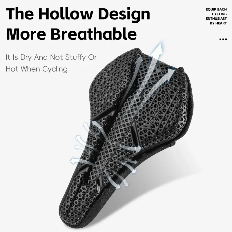 WEST BIKING 3D Printed Saddle Cover Zoned Shock-Absorbing Hollow Breathable Road Bike Ultralight Comfortable Seat Cushion