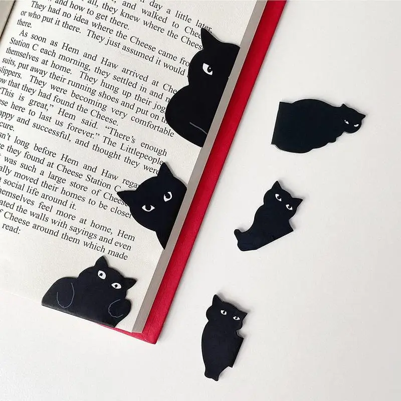 6pcs Black Cat Bookmark for Books Cute Cartoon Magnetic Page Clips Book Marker Unique Reading Gift Creative