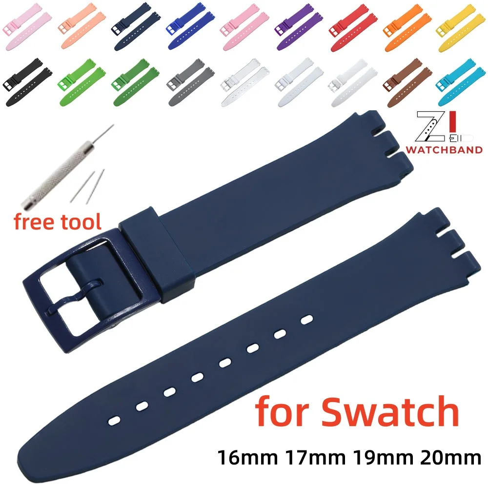 16mm 17mm 19mm 20mm Sport-Silikonarmband für Swatch Damen Herren Ersatz Buntes Gummiband Armband Uhrenzubehör