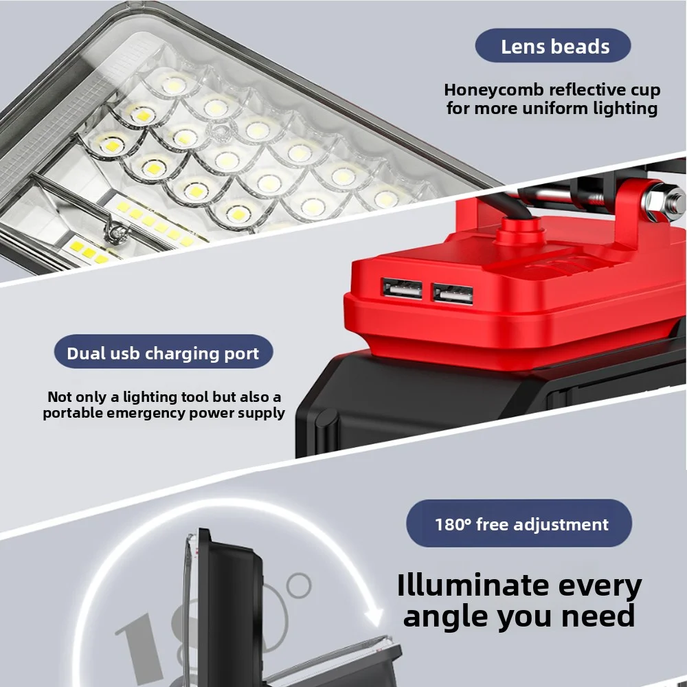 Led Light Portable Spotlight Cordless Outdoor Work Fishing Handheld Emergency ToolLight For Makita/Dewalt/Milwaukee 20V Battery