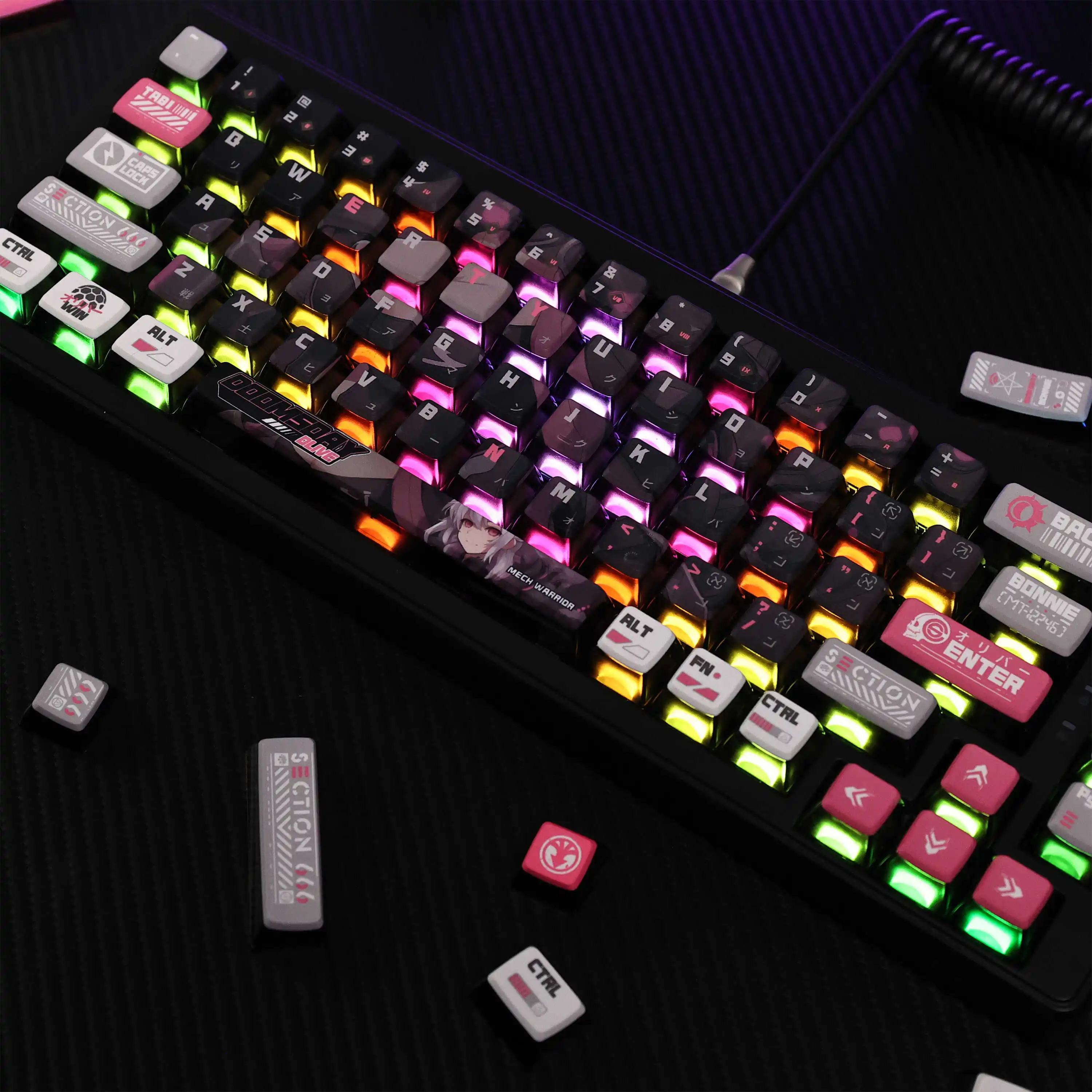 117 Tombol Dlive Anime Keycap ASA Profile Keycap PBT Dye-Sub Backlit Keycaps Kartun Key Caps untuk ANSI 61 68 87 104 108 Keyboard