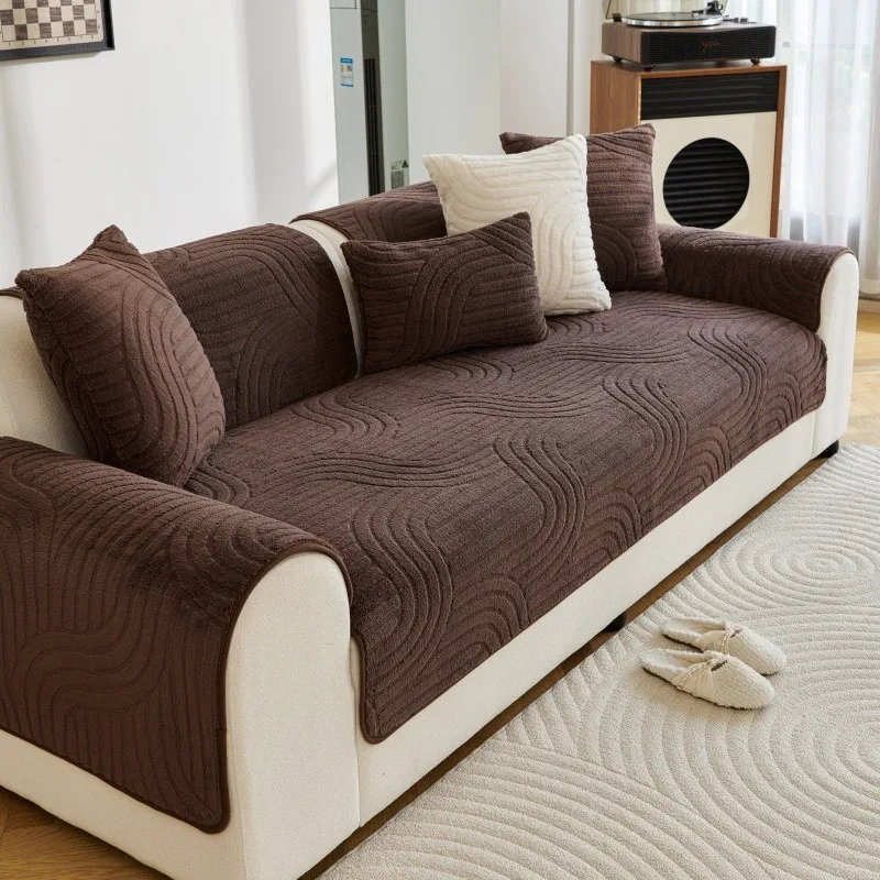 Solid Color Scratch Resistant Sofa Cover Non-Slip Dustproof Furniture Protector Couch Cushion For Living Room