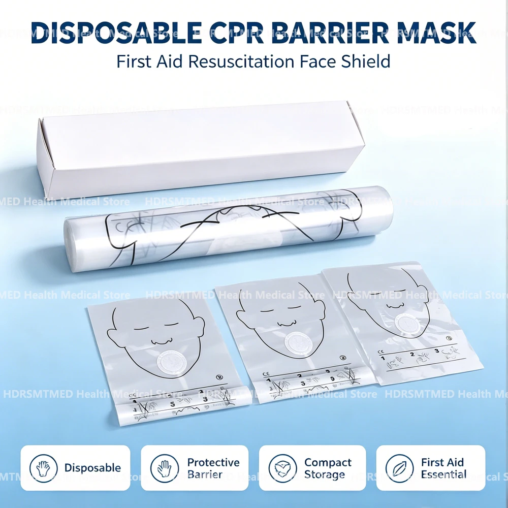 30-300PCS Portable Disposable CPR Training Breathing Mask First Aid Resuscitator Face Shield Roll Rescue Kit for Emergency Use