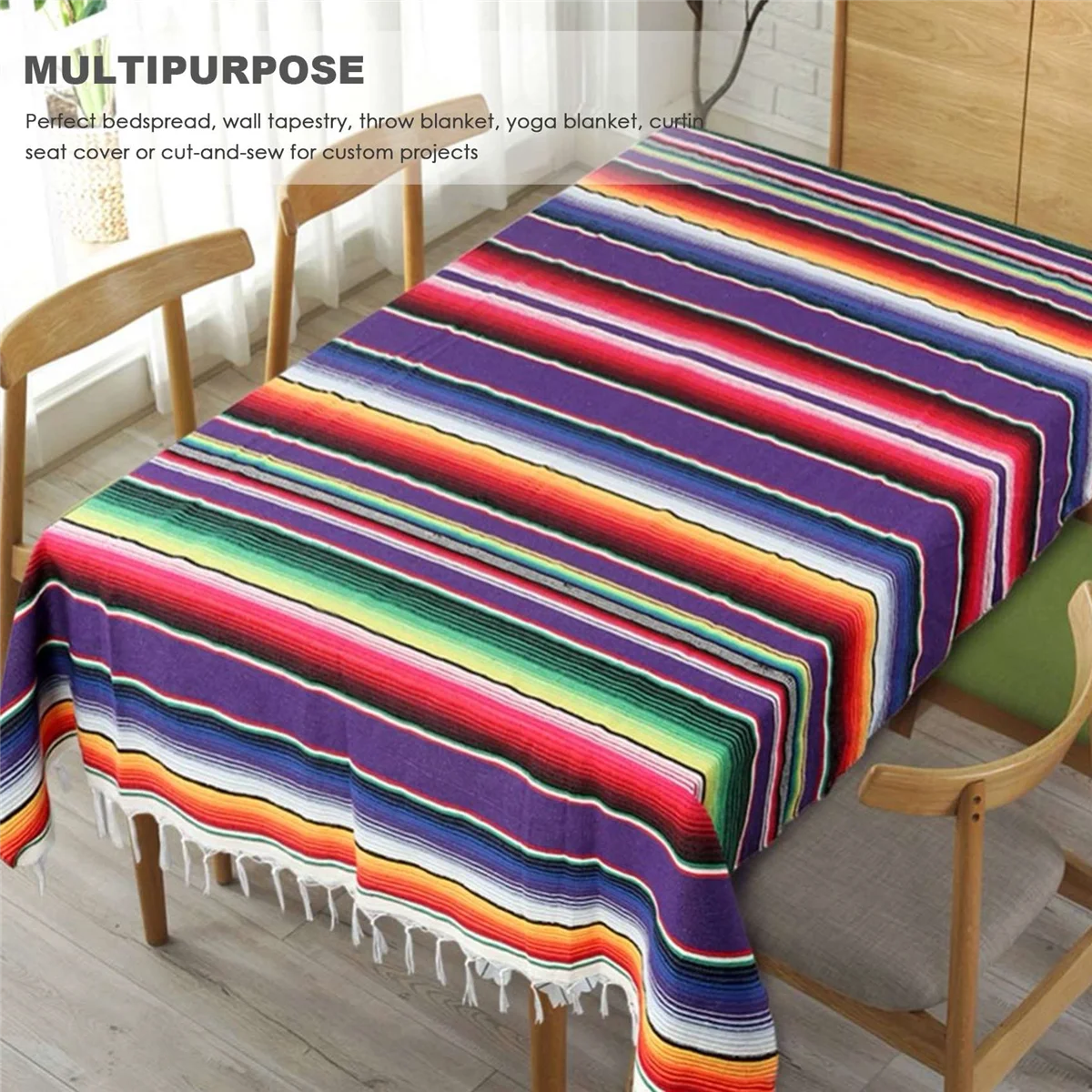 A62K مفرش المائدة المكسيكي لزينة حفلات الزفاف المكسيكية ، المكسيكي Saltillo Serape بطانية بطانية سرير غطاء الطاولة في الهواء الطلق T