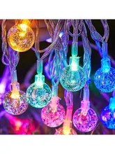 1.5-10m LED Crystal Ball Garland String Lights Indoor Decor Holiday Christmas Lamp 10/20/40/80 LED Fairy Lights Battery Operated