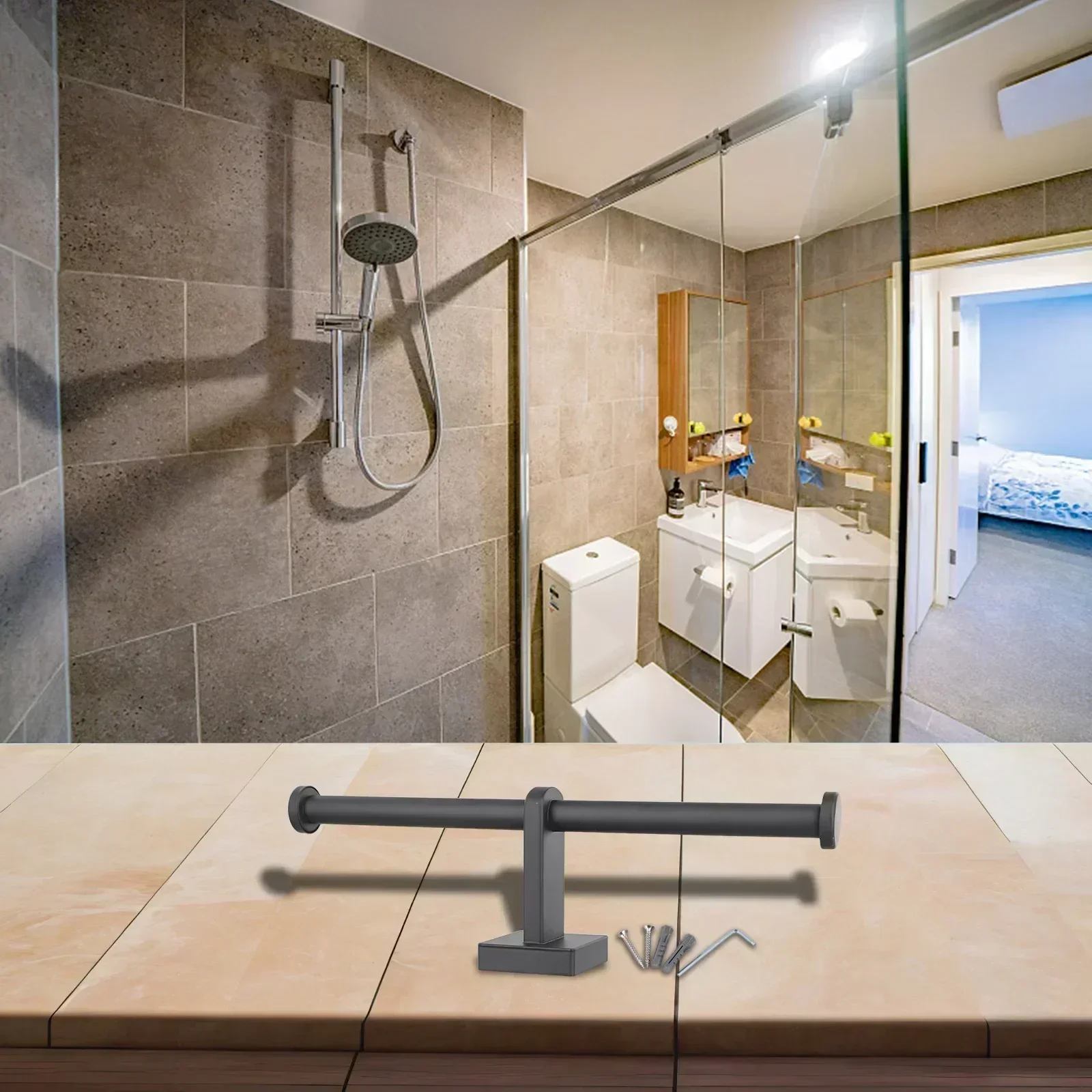 Paper Holder Toilet Roll Holder Dual-purpose Paper Rack Toilet Storage Rack Punched Toilet Accessries Toilet Paper Holder