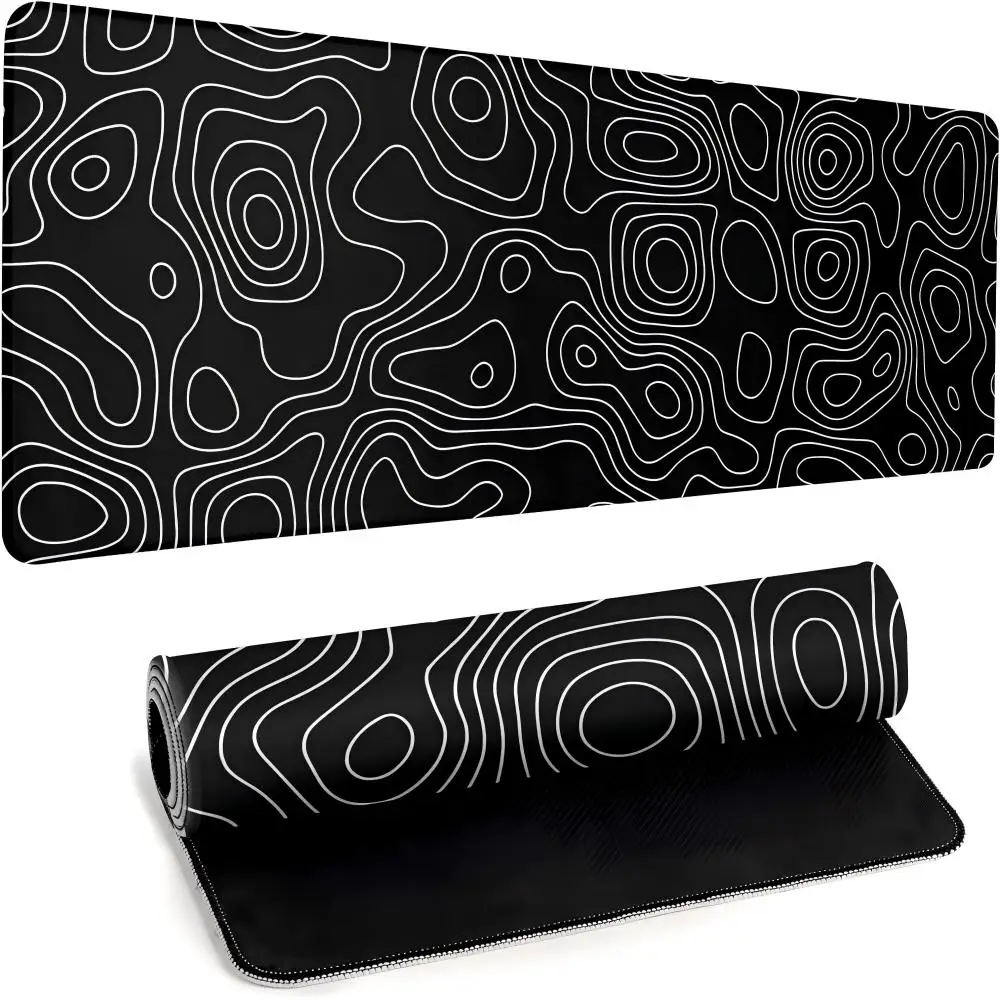 

Gaming Mouse Pad Black Topography Contour Pad on The Table Setup Gamer Accessories Anime Mouse Mats Big Table Mat Laptop Desk Ma