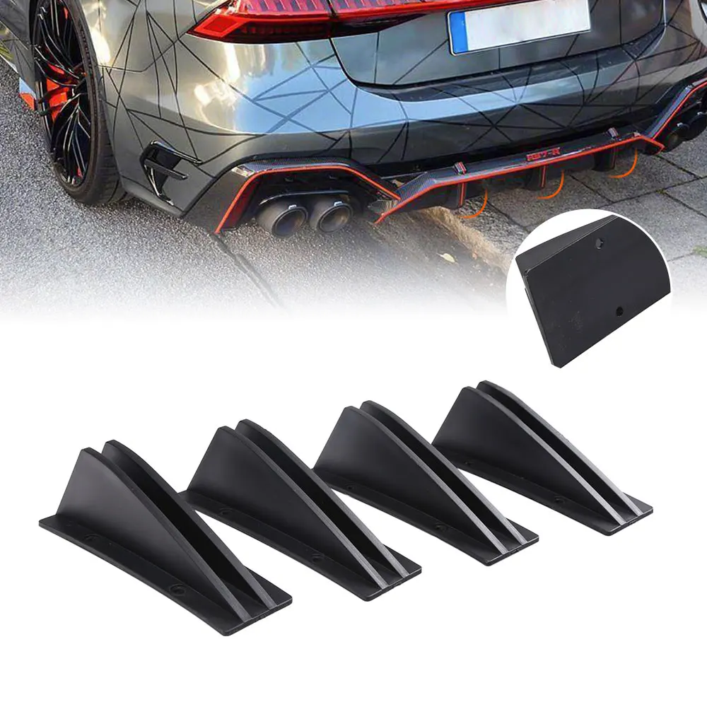 Nuevo 4 Unid coche universal parachoques trasero tira labio spoiler difusor divisor cuerpo parachoques protección para superficie de montaje curvada