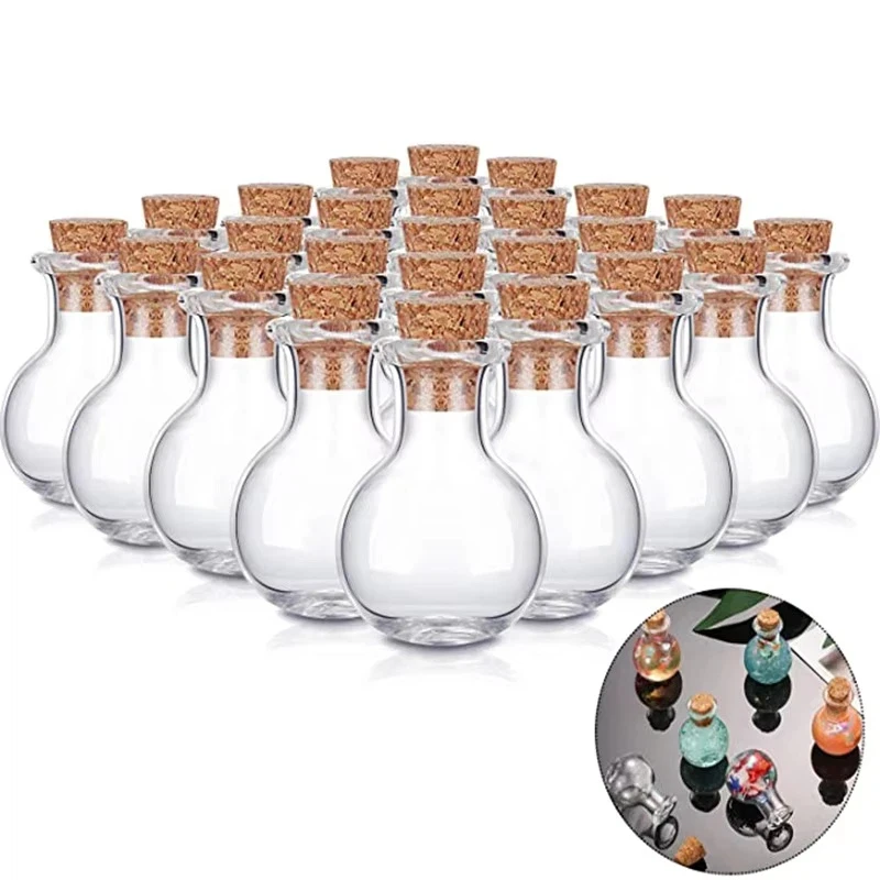 10PCS Small Glass Bottles Miniature Potion Bottle Mini Cork Glass Vials Wedding
