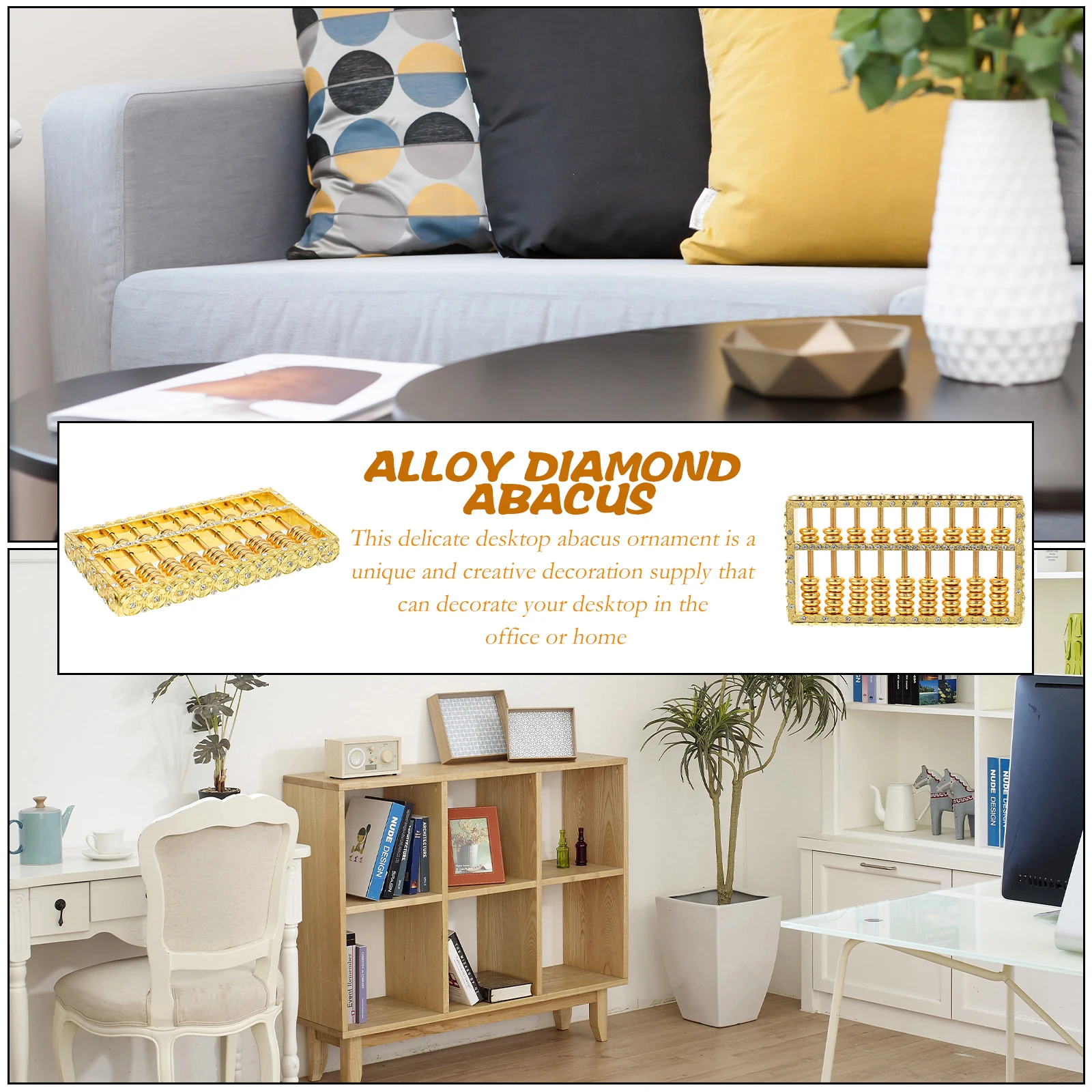 

Golden Abacus Handicraft Zinc Alloy Rhinestone Wealth Ornament Creative Desktop Decor For Home Feng Shui Auspicious Symbol Retro