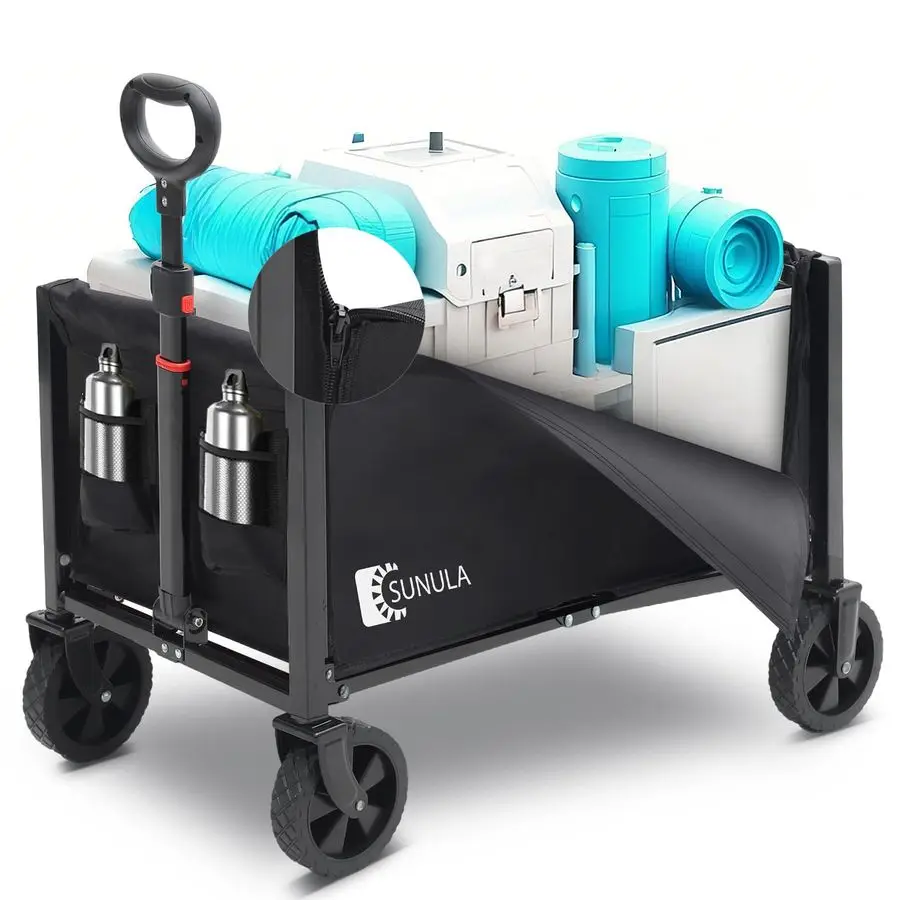 

Тележка-тележка 220 фунтов 3 в 1, складная тележка-тележка с колесами, 2 подстаканника, для продуктов, кемпинга, покупок, сада, езды на домашних животных