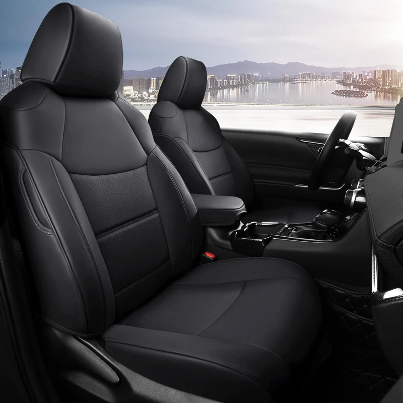 Fashion Custom Car Seat Covers For Toyota RAV4 2019-2024 Waterproof Leather Cushion Car Seat Protective Cover Auto Accessories