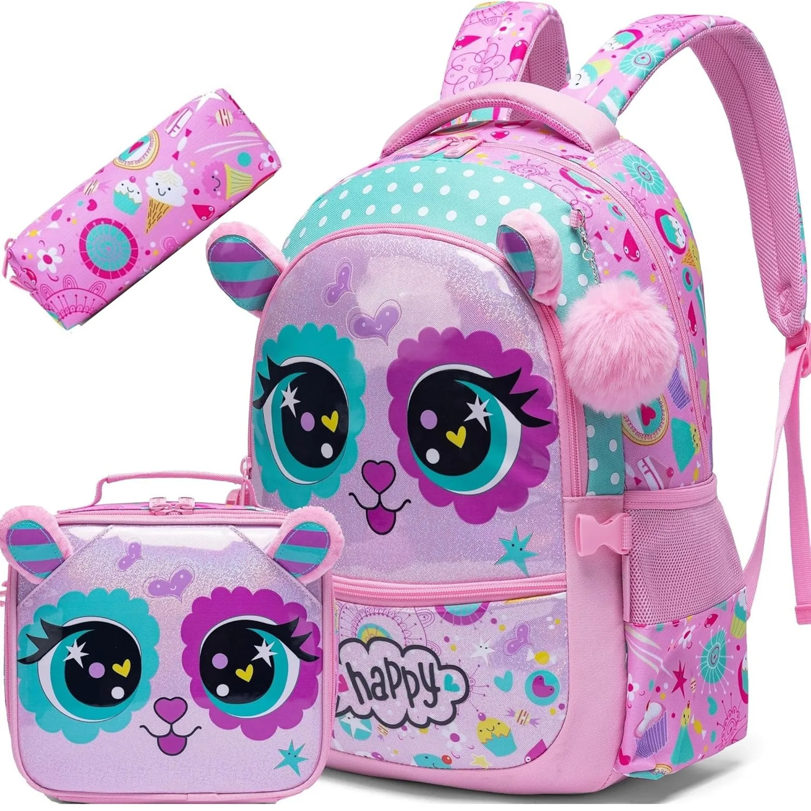 

Cute Animal Design Backpack for Kids School Backpack with Lunch Bag Large Capacity Lightweight Bookbag for Students Perfect Gift