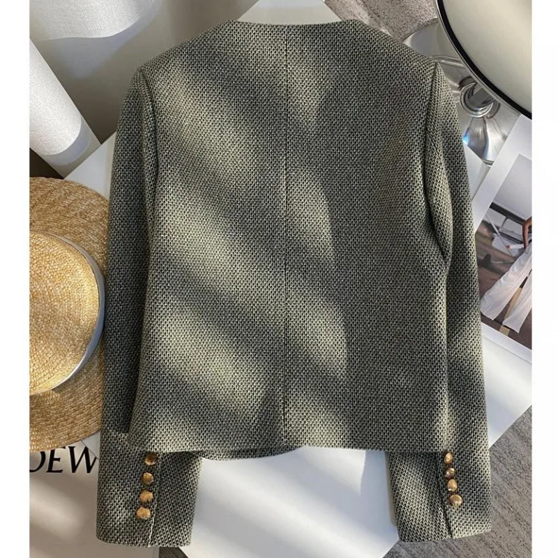 Black green tweed jacket, 2026 Spring and Autumn new high-end small fragrant style women's suit jacket