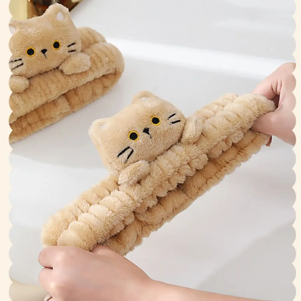 การ์ตูนแมวขนแกะปะการังแถบคาดศีรษะยืดหยุ่นลื่นแต่งหน้าล้างหน้า Hairbands Traceless อุปกรณ์เสริมผม