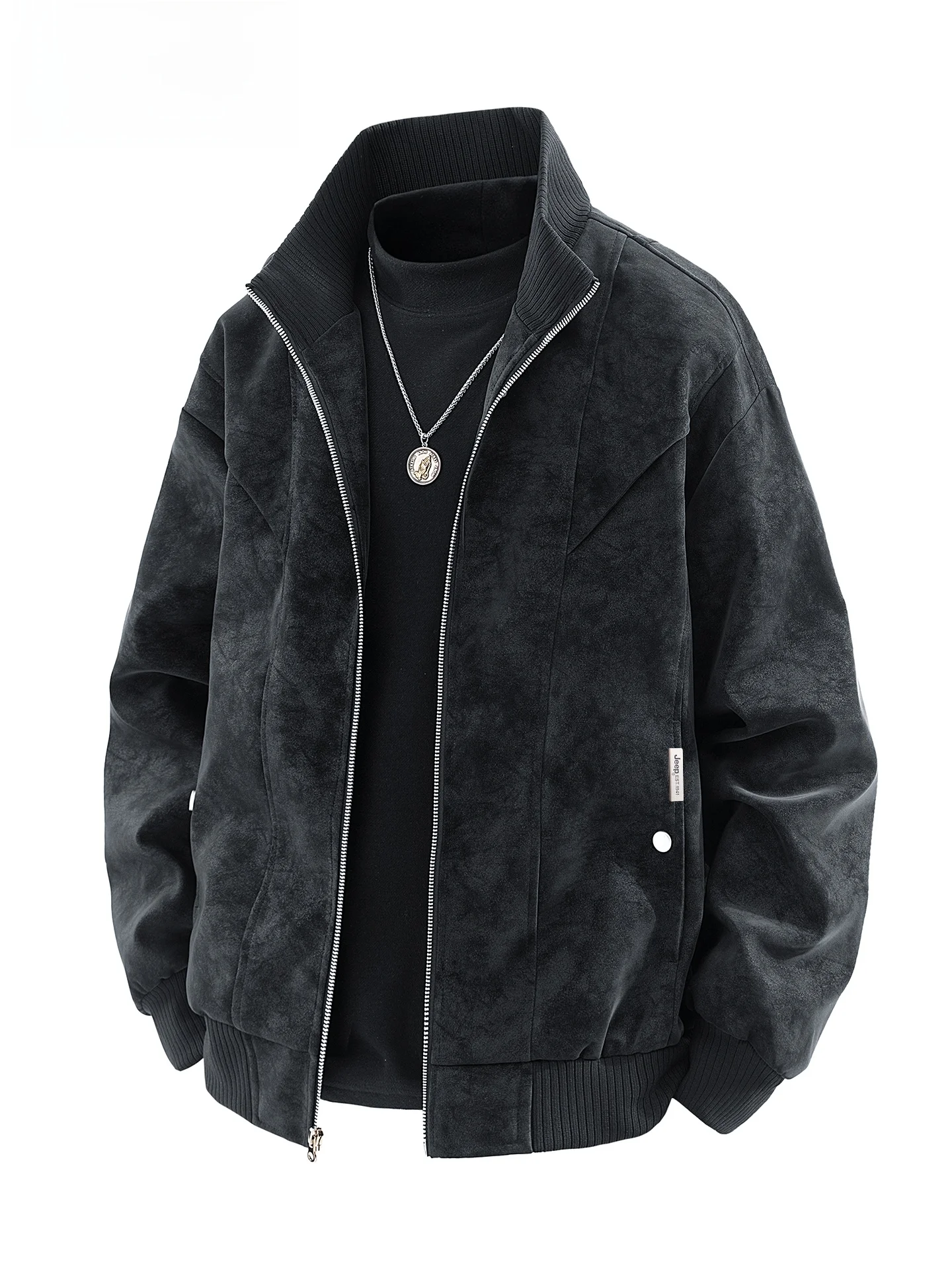 

Мужское джато из искусственной кожи большого размера с воротником-стойкой, осеннее модное свободное теплое крутое кожаное пальто для молодежи