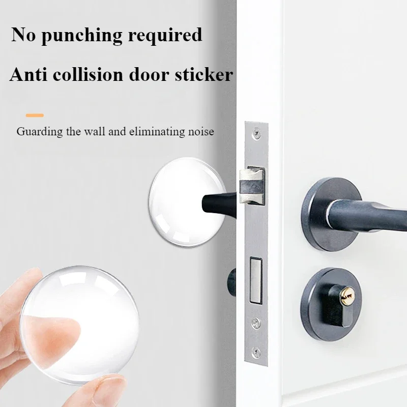 Stopper pintu silikon bulat transparan, sumbat pelindung Bumper pegangan pintu antiselip pelindung dinding dengan perekat