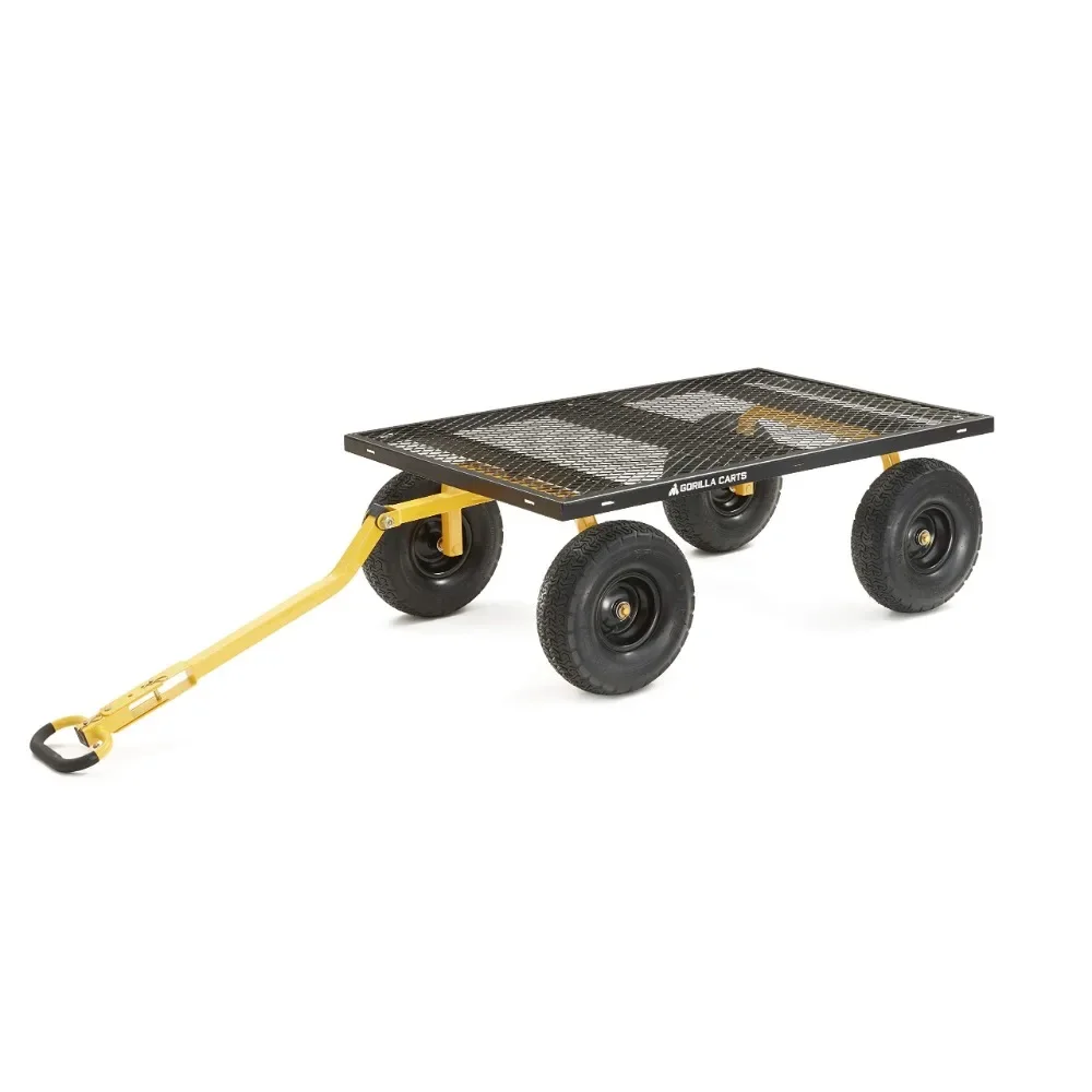 2024 New Steel Utility Cart, Heavy-Duty Convertible 2-in-1 Handle and Removable Sides, 12 Cu Ft, 1400 Lb