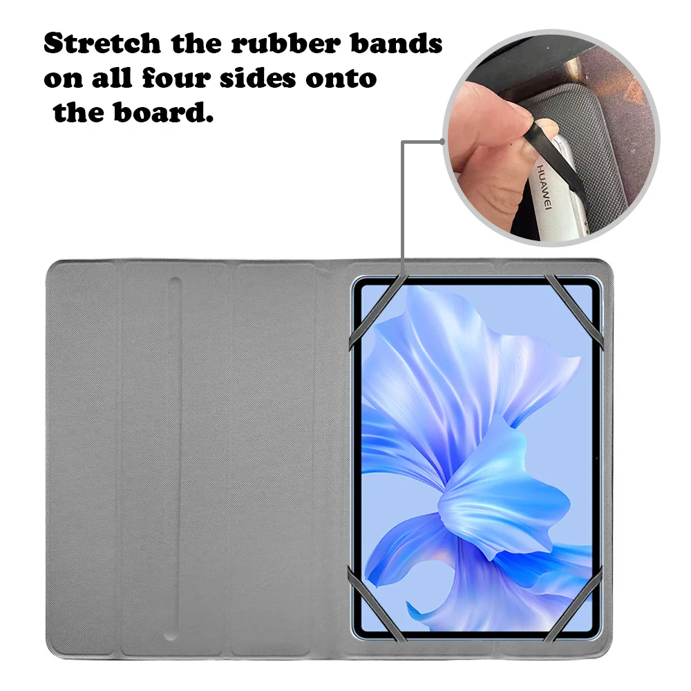 Fotografia 4: Capa para tablet de 9,7 polegadas, 10 polegadas, 10,1 polegadas, 11 polegadas, 11,5 polegadas.   Capa protetora universal de couro, tripla, com suporte.