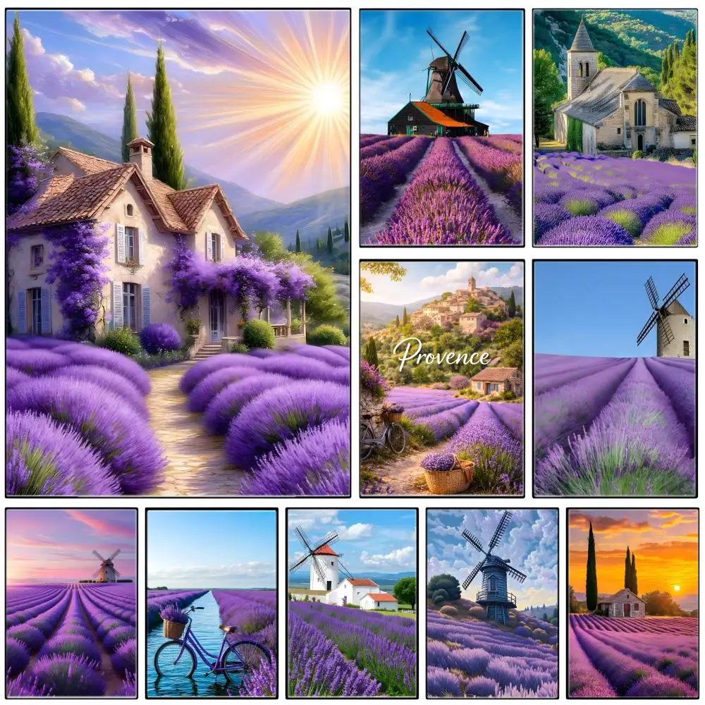 Purple Aesthetic Provence Lavender Spirits Poster  Self-adhesive Art Waterproof Paper Sticker Coffee House Bar Room Wall Decor