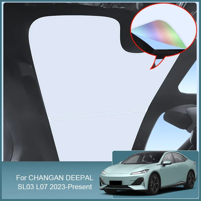 

For CHANGAN DEEPAL SL03 L07 2023 2024 Car Colorful Ice Crystal Sunroof Sunshade Skylight Roof Heat Insulation Shading Accessory