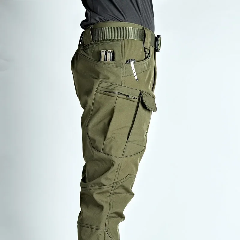 

Men's Outdoor Fleece-Lined Waterproof Pants, Autumn and Winter Warm Casual Work Pants, Fleece-Thickened Hiking Pants