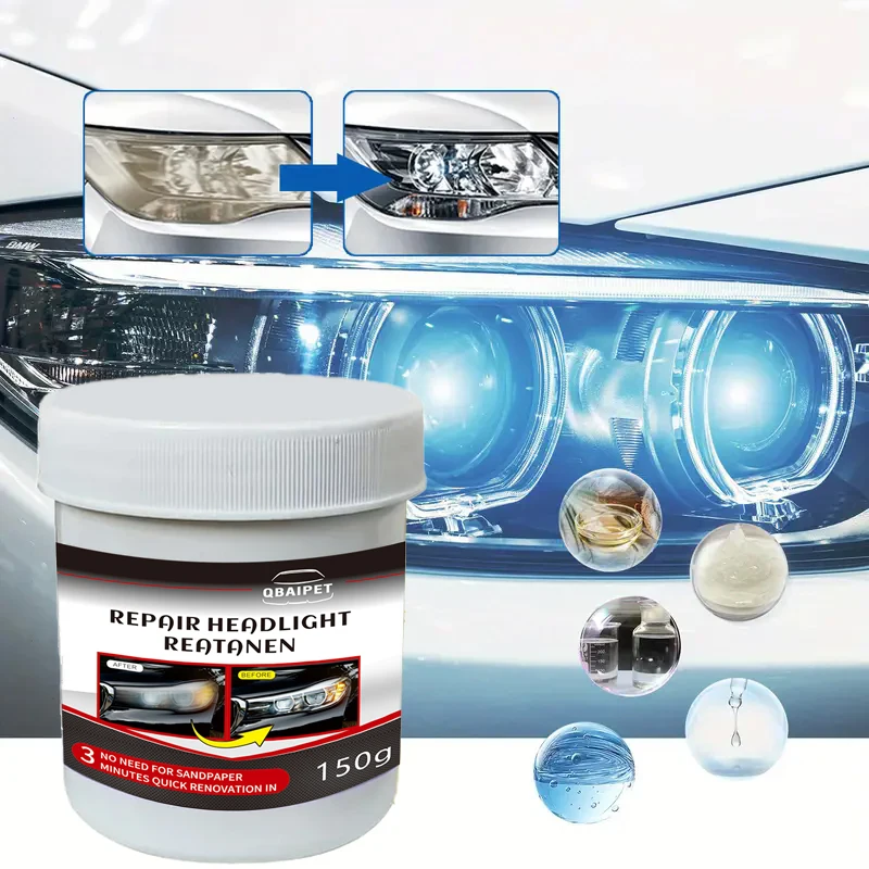 Headlight Restoration Kit-Universal Paste for Car Headlamps - Brightening Wax for Yellowed&Cloudy Lenses -Enhances Light Clarity