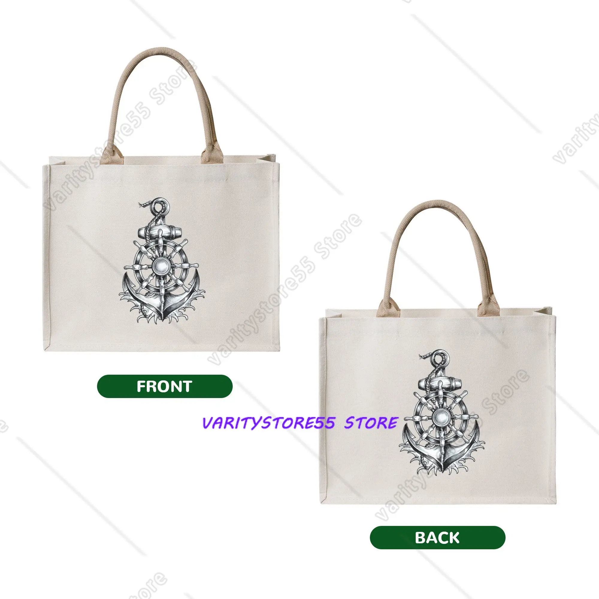 Vintage Nautical Anchor Grocery Shopping Bag Funny Shopper Shoulder Tote Bag Large Capacity Portable Sailor Adventure Handbag