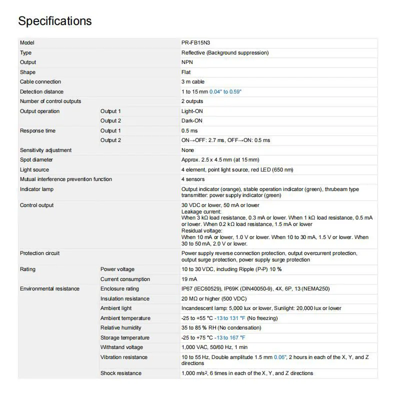 PR-FB15N3 KEYENCE Reflective photoelectric switch sensor, welcome to consult.