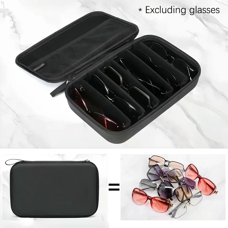 Compact Sunglasses Keeper, Eyeglasses 4/7 Slot Holder, On-the-go Case, Adjustable