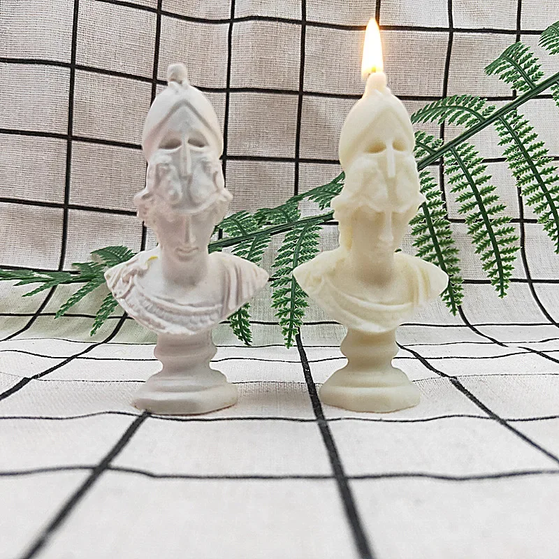 Greek Mythology Figures Sculpture Candle Mold Antique Zeus Bust Statue Silicone Mould Home Art Decoration Soy Wax Molds