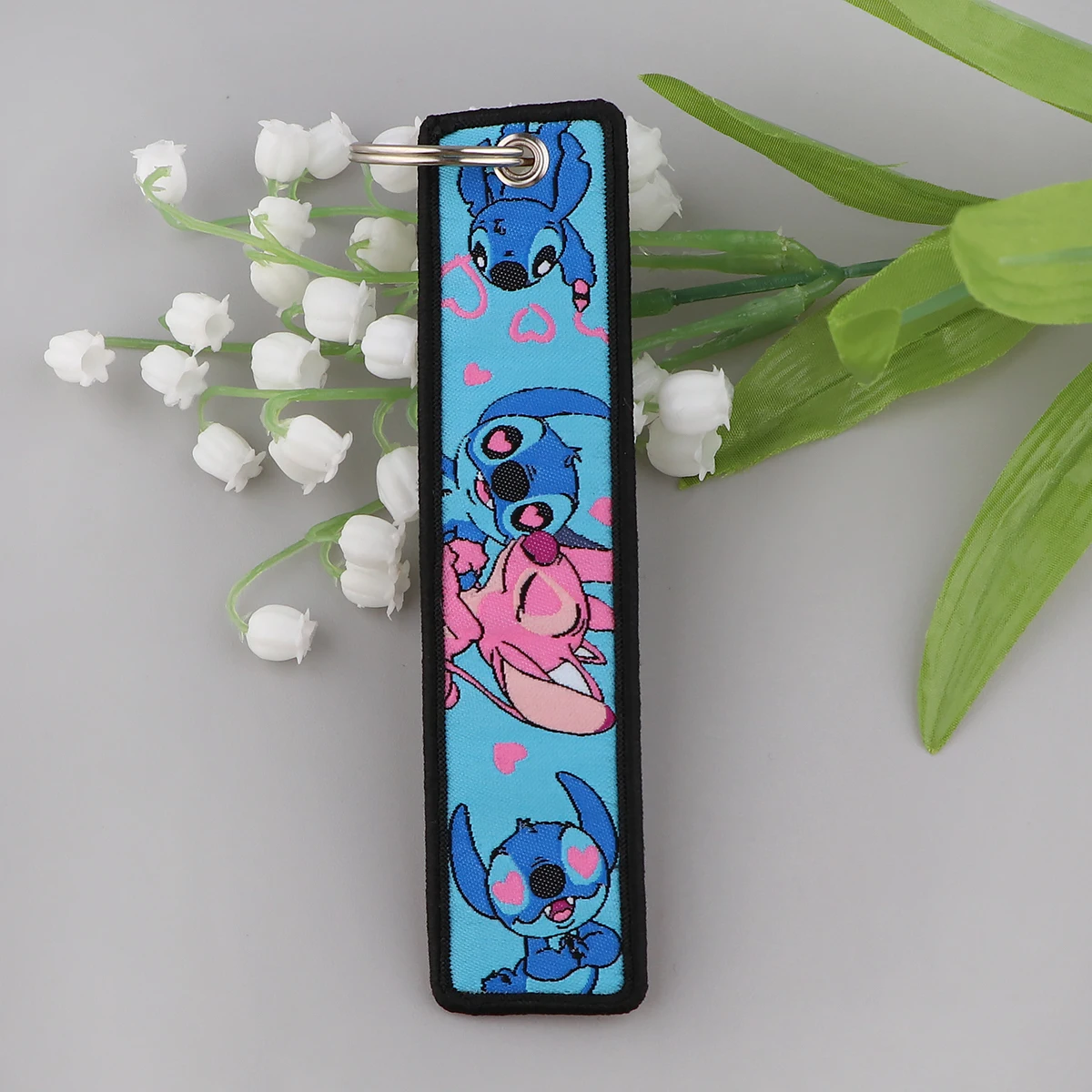 Cute Stitch Keychains Key Tag Blue Alien Keyrings for Car Keys Bags Women Men Kids Accessories Gift Chaveiro Liavero Jewelry