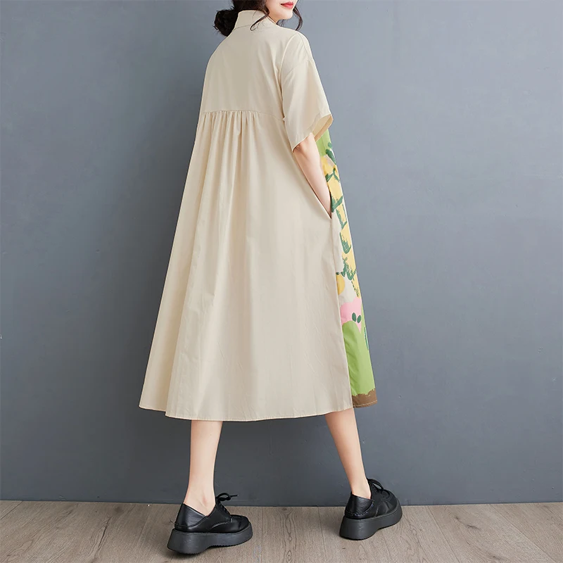 Tannt Vrouwen Jurk Mode Losse Afdrukken Shirt Jurken Kleuraanpassing Casual Lange Zomer Shirts Jurken 2025 Nieuw