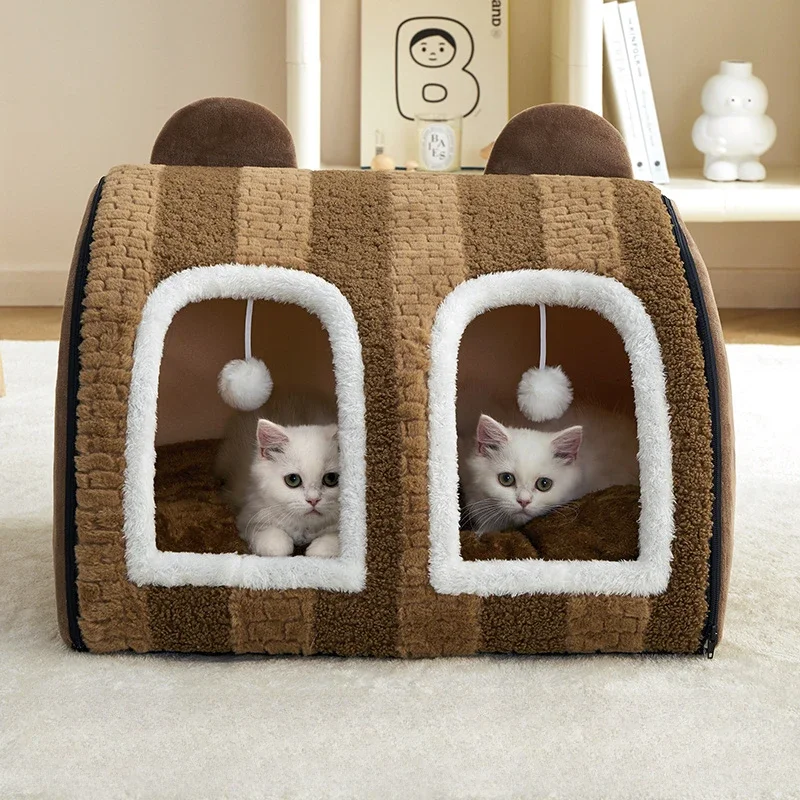 2024 Autumn and Winter New Product Cat Nest Pet All Seasons Universal Warm Cat Villa Dog Bed Closed Small Dog Pet Supplies