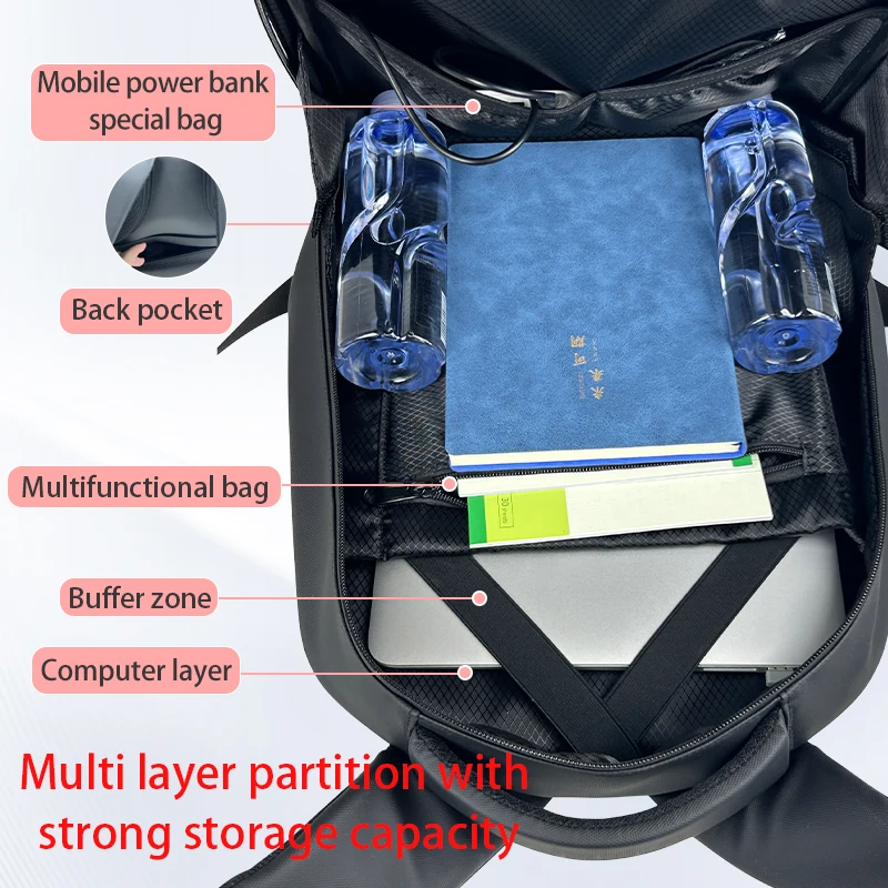 LED backpack illuminated shoulders bag large eyes cool display DIY hard shell waterproof computer casual School bag knapsack