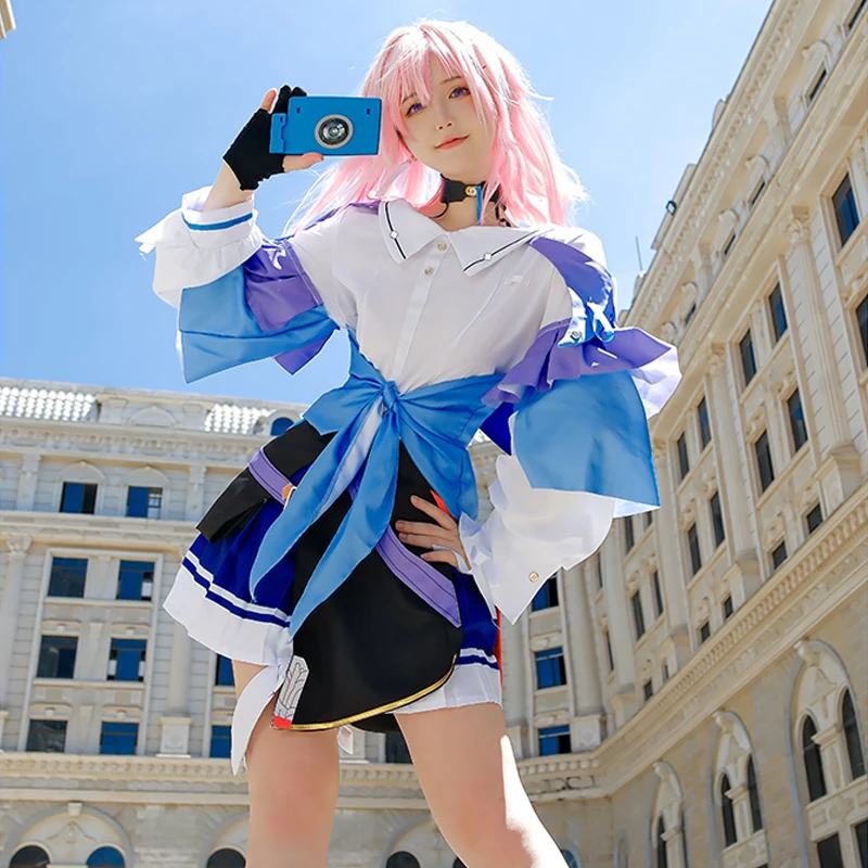 

Honkai Star Rail 7th March Cosplay Costumes Lolita Girls Game Uniform Halloween Party Outfit Long Sleeve Blouse Pleated Skirts