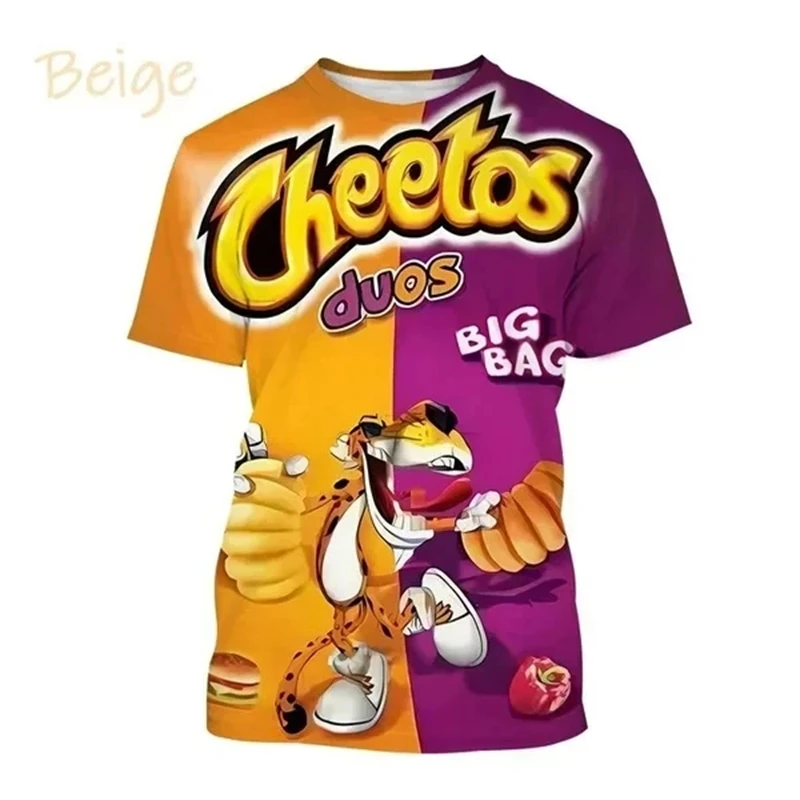 New Funny Cheetos CRUNCHY Food Print T-Shirts 3D Men/Women Fashion Hip Hop Tee Shirts Casual Short Sleeved Cool Kid Top Clothing