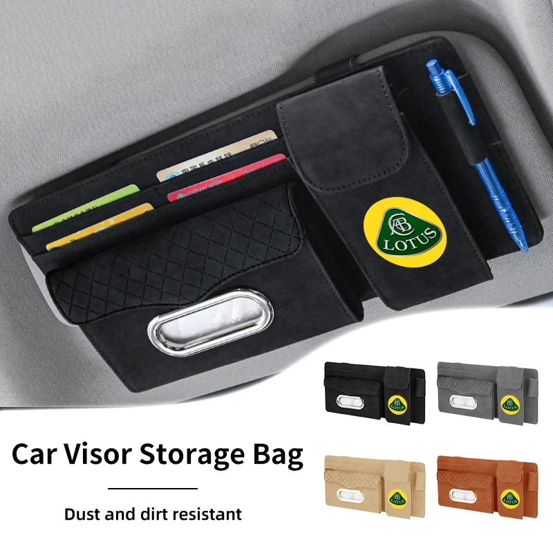 Car Tissue Box Sun Visor Card Case Glasses Holder Pen Organiser For Lotus Eletre Emira Elite Evija Envya 3-Eleven Elise Evora Es