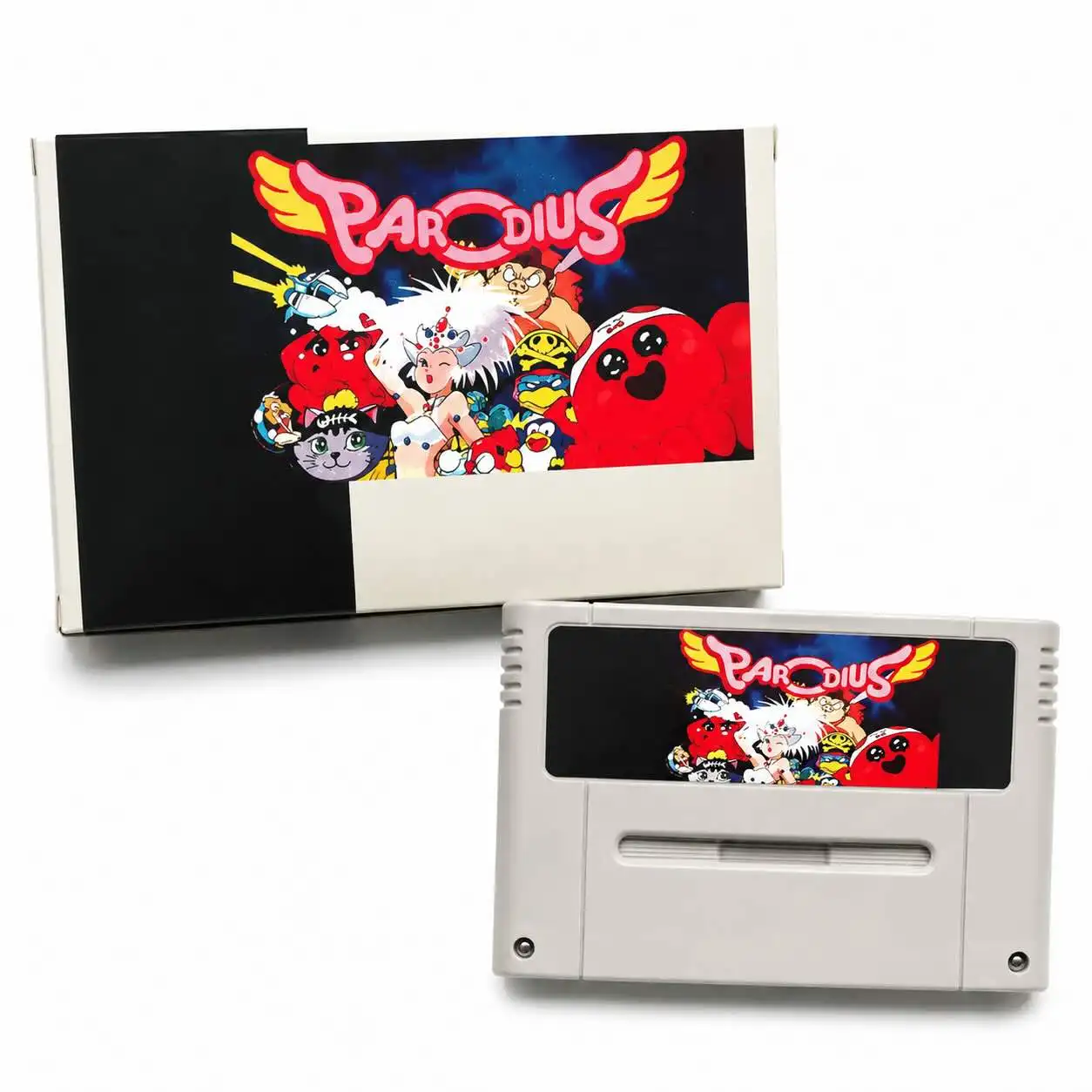 Parodius Non-Sense Fantasy 16-Bit Retro Reproduktions-Cartridge Comedy Shoot 'Em Up Shmup PAL-Version mit CIB Retail-Box-Option