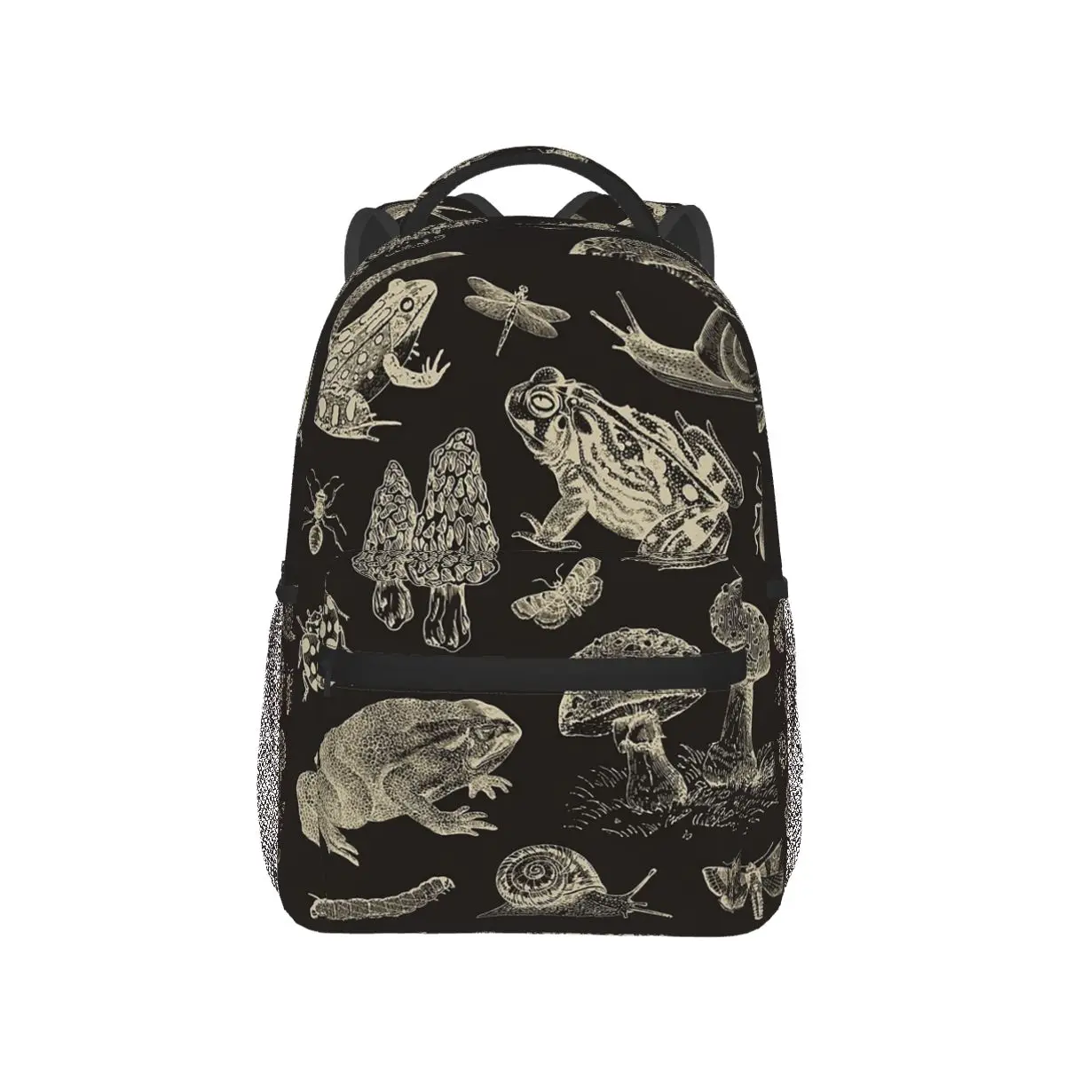 Frog, Mushroom, Snail, And Moth Insects Backpacks Boys Girls Bookbag Students School Bags Travel Rucksack Shoulder Bag