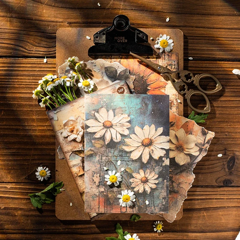 30Pieces Material Paper Dream Manor Notepad Retro Handwriting Simulation Notebooks Decoration Handbook Scrapbook  178*115MM