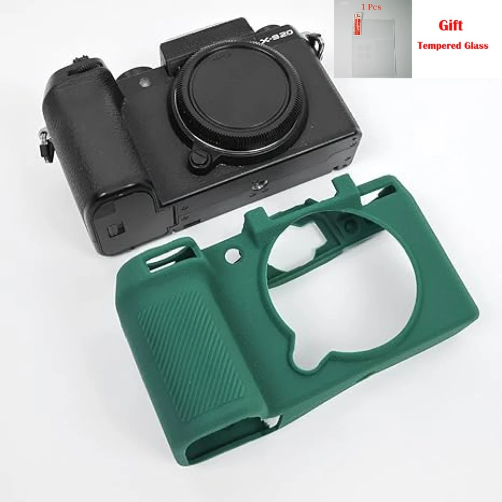 

For Fujifilm X-S20 ，Silicone skin case body cover protective anti-skid texture design digital camera xs20 + free tempered film