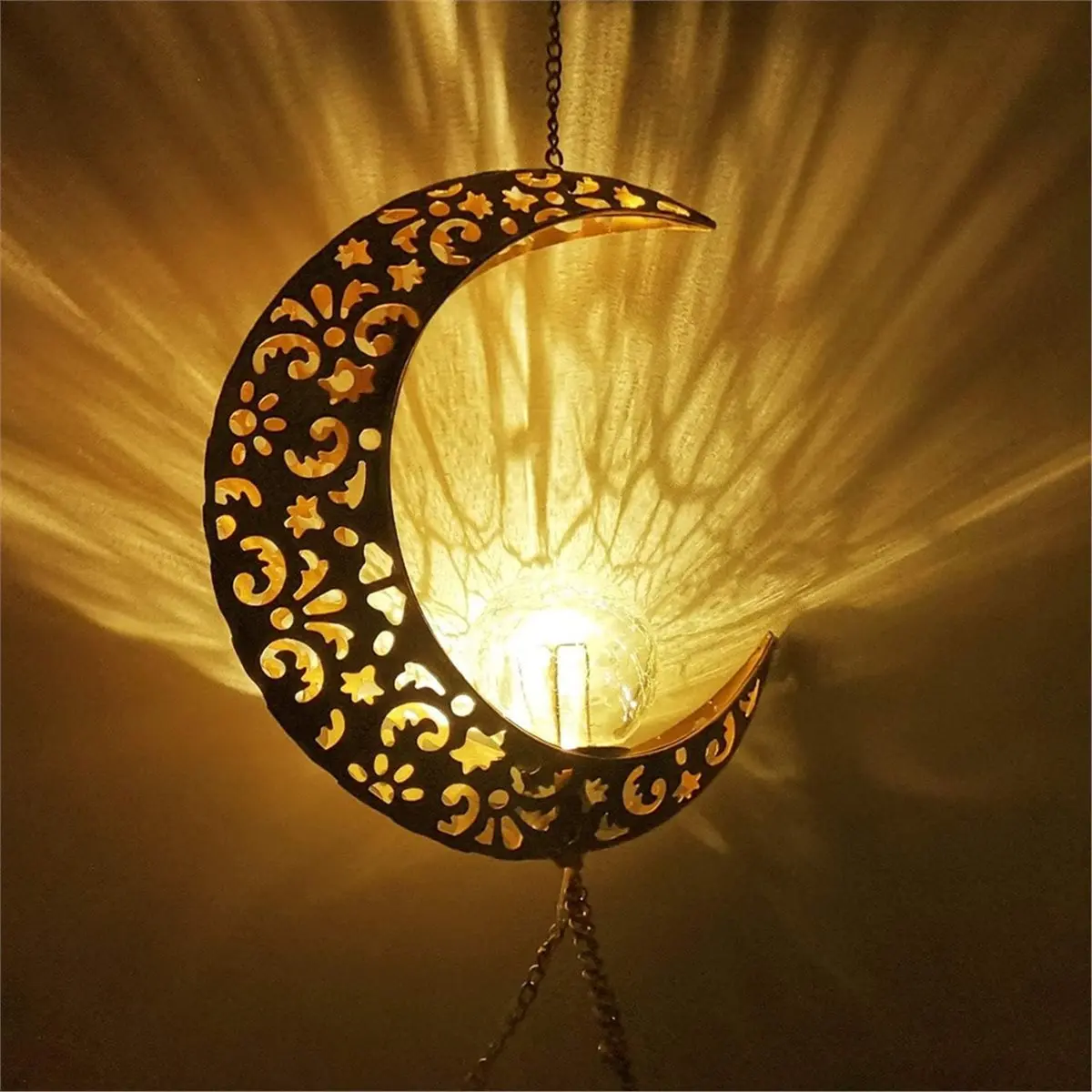 Moon Wind Chime Outdoor Light, Glass Ball Included, Birthday Gift for Mom and Grandma, Garden Decoration